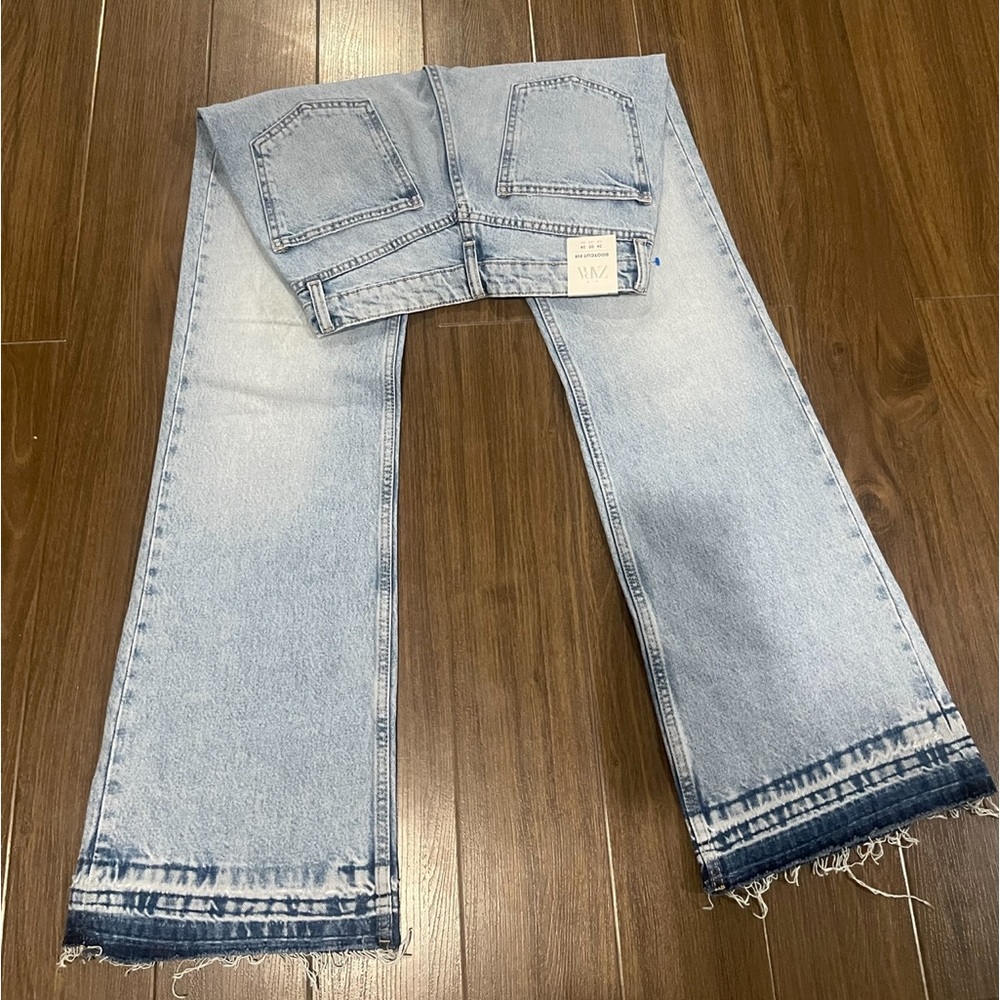 Zara blue patch hem jeans